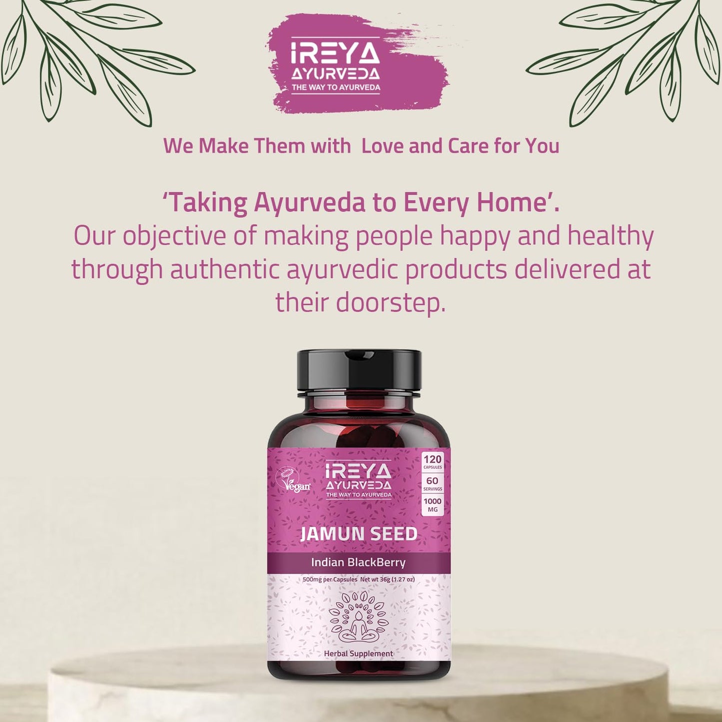 Suplemento natural irey ayurveda cápsulas de jamun y amla