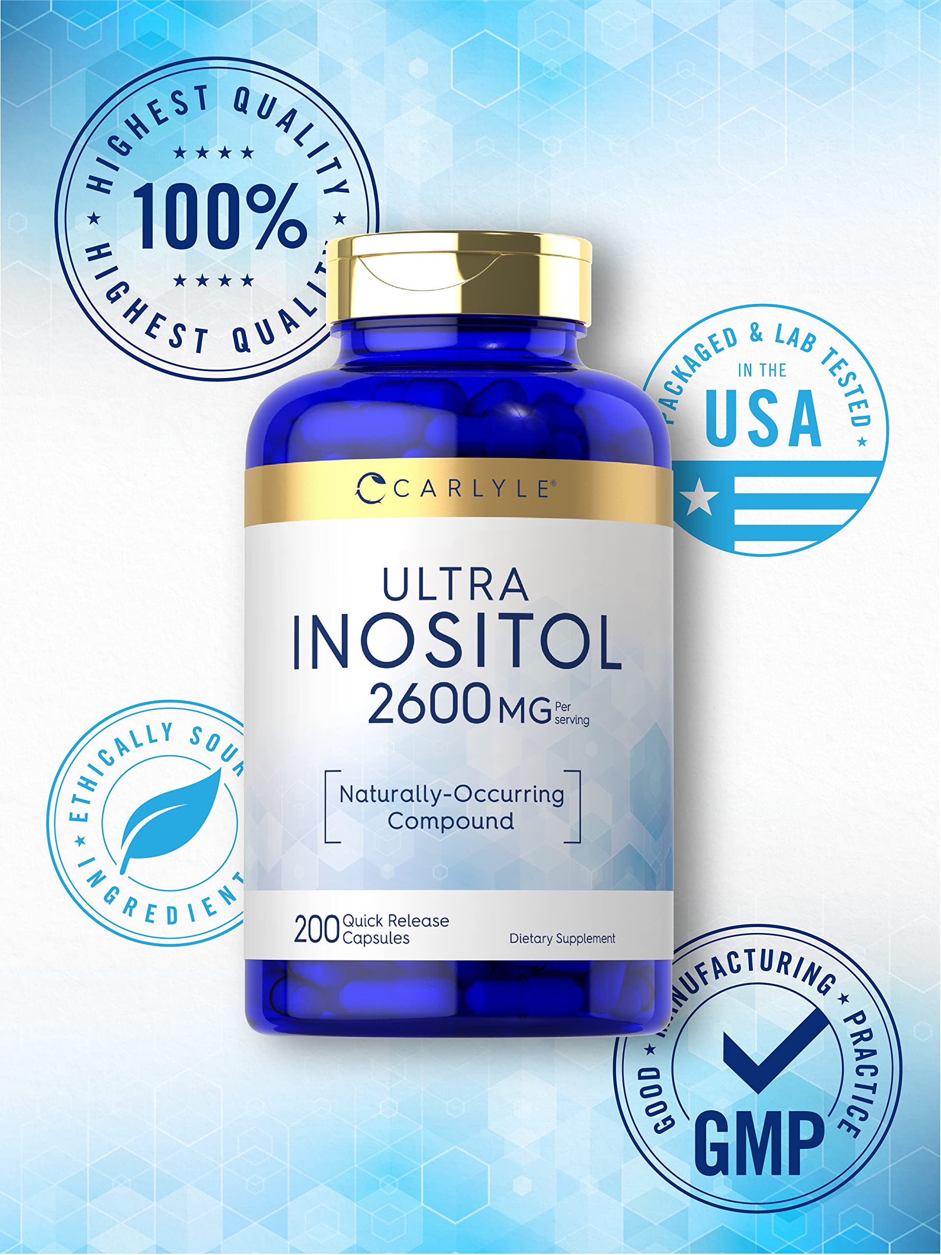 Suplemento natural mio-inositol Carlyle laboratorio probado