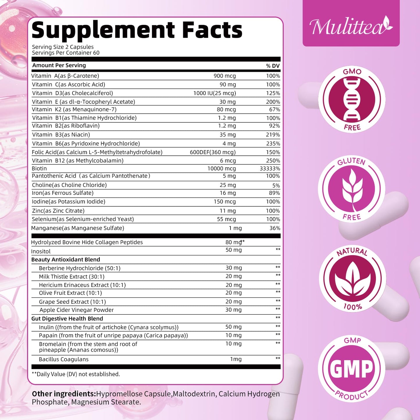 Suplemento natural Mulittea para salud integral de mujeres activas