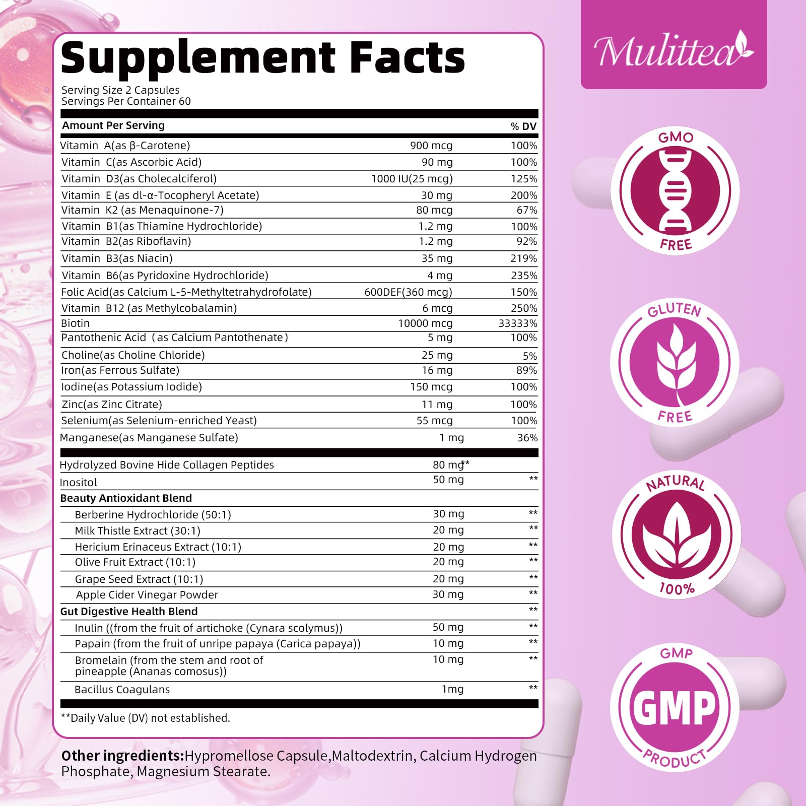 Suplemento natural Mulittea para salud integral de mujeres activas