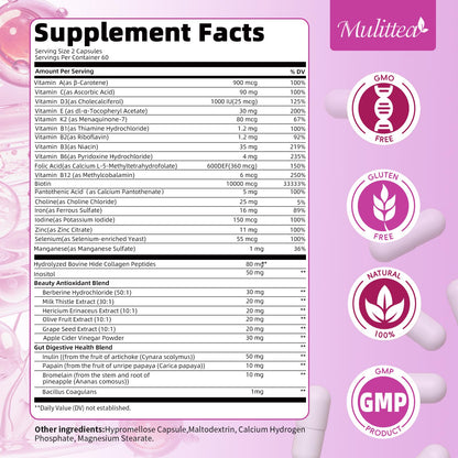 Suplemento natural Mulittea para salud integral de mujeres activas