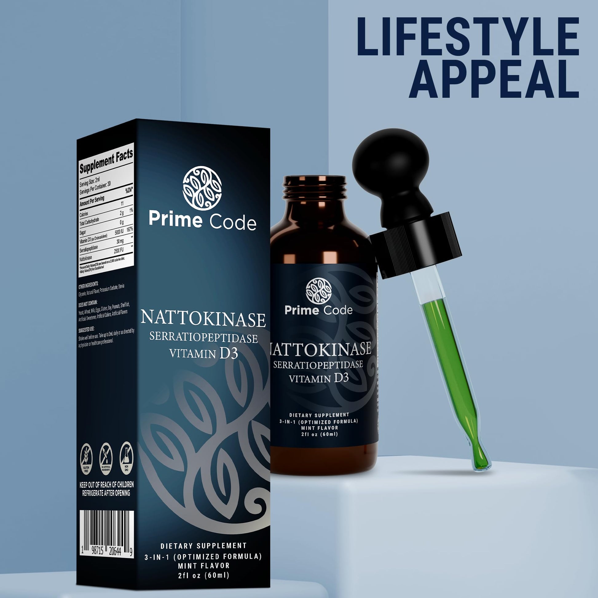Suplemento natural nattokinasa y serrapeptidasa en líquido