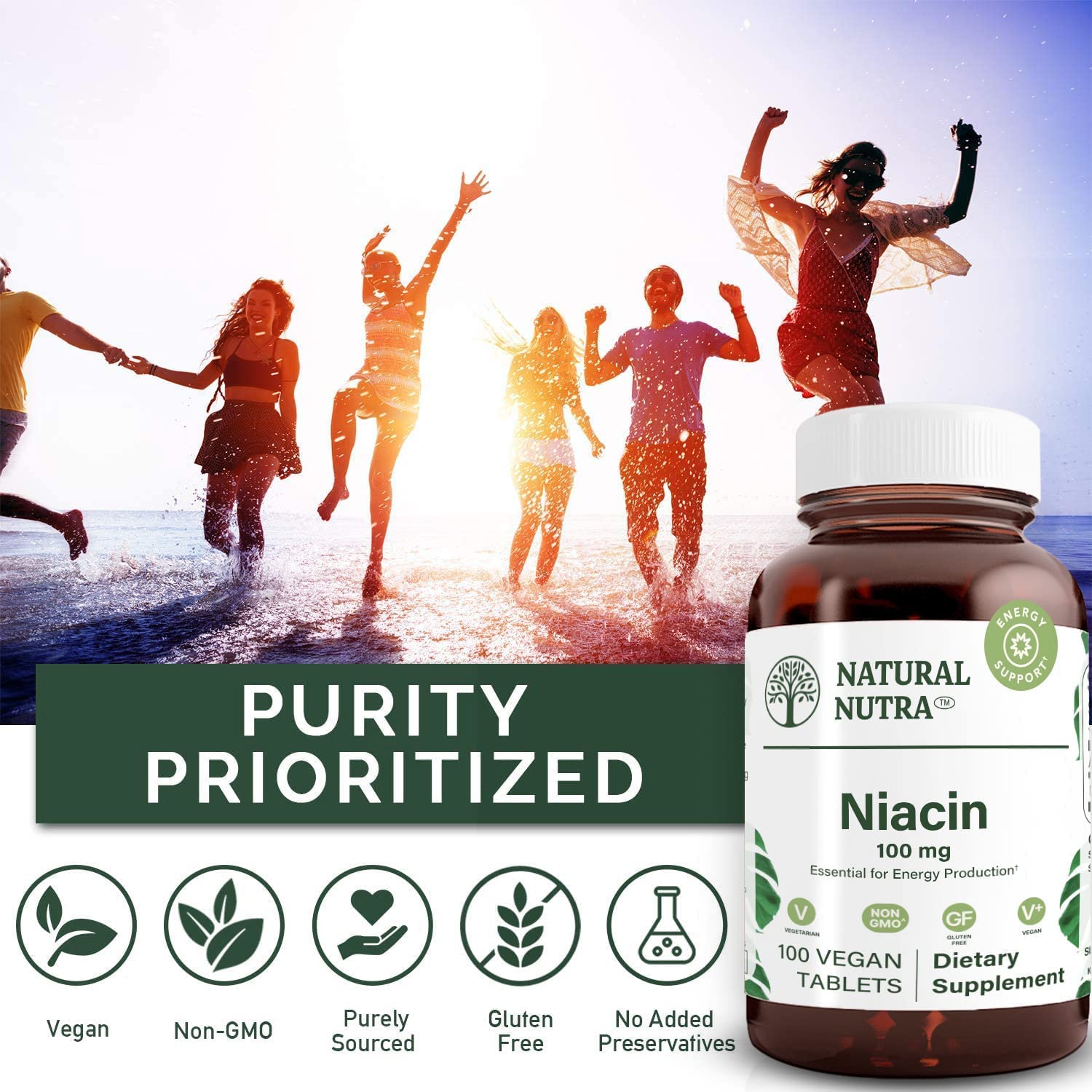 Suplemento Natural Nutra niacina liberación prolongada 200 tabletas