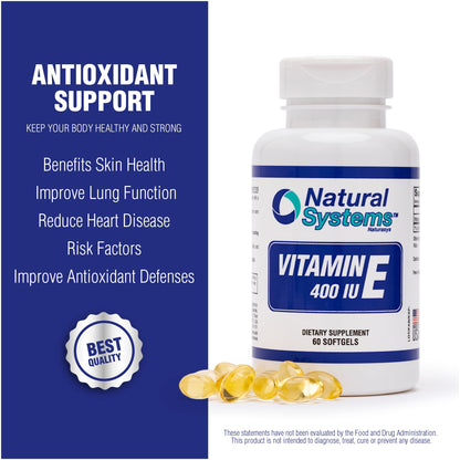 Suplemento Natural Systems vitamina E cápsulas blandas 60 unidades