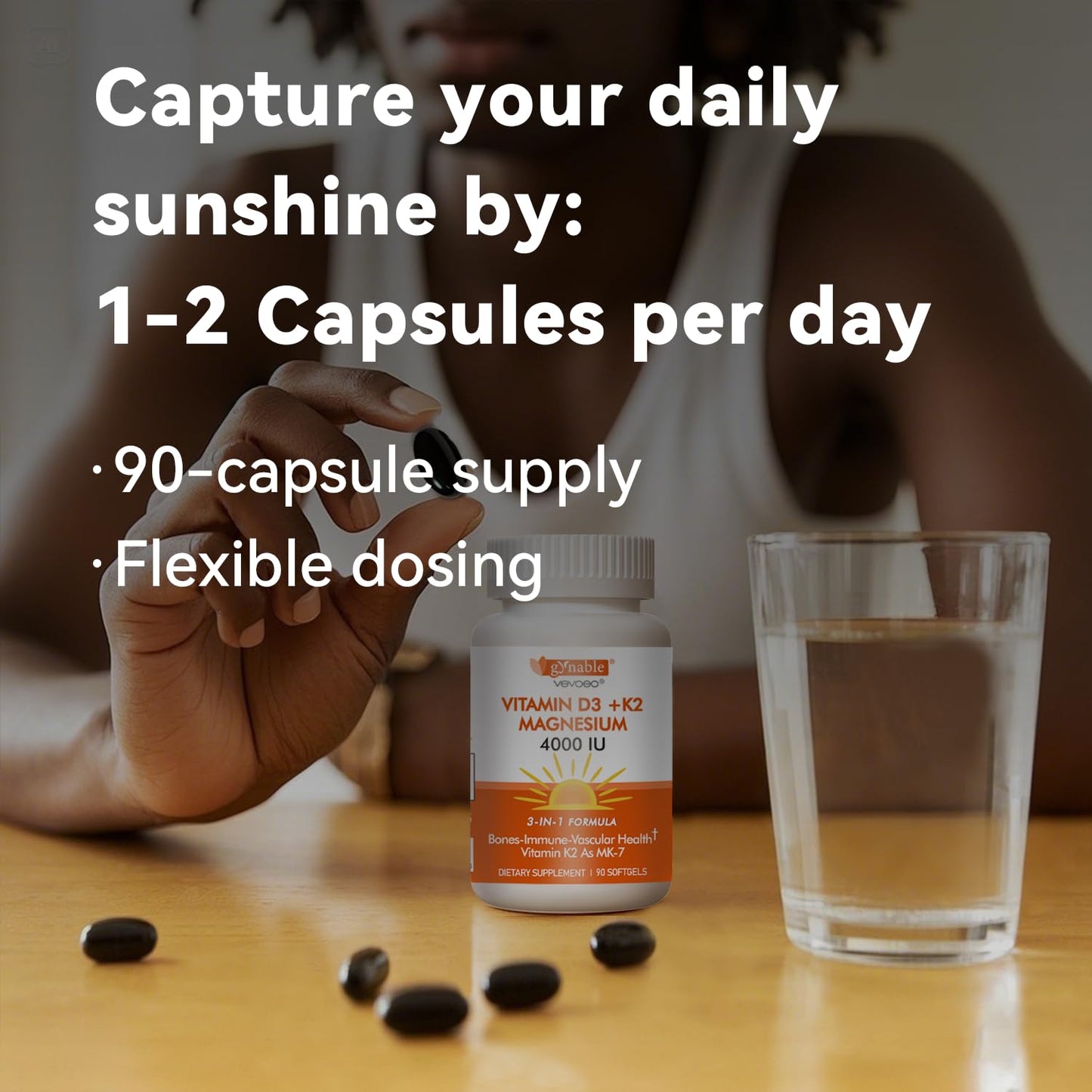 Suplemento natural Vevoec vitamina D3 y K2
