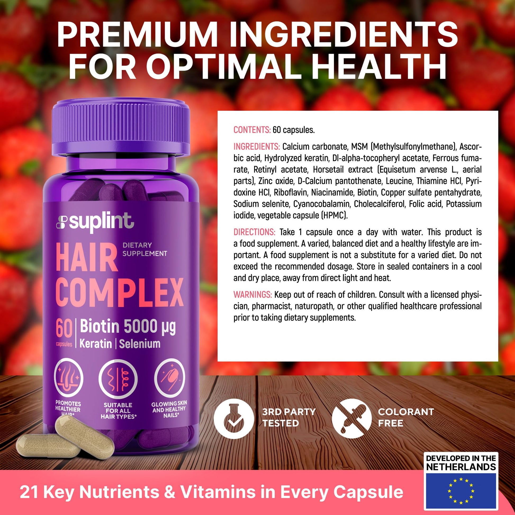 Suplemento natural vitaminas cabello, piel y uñas