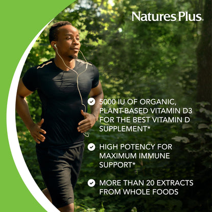 Suplemento Natures Plus Vitamina D3 vegana orgánica paquete