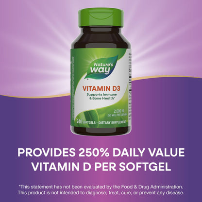 Suplemento Nature's Way Vitamina D3 para salud ósea fuerte