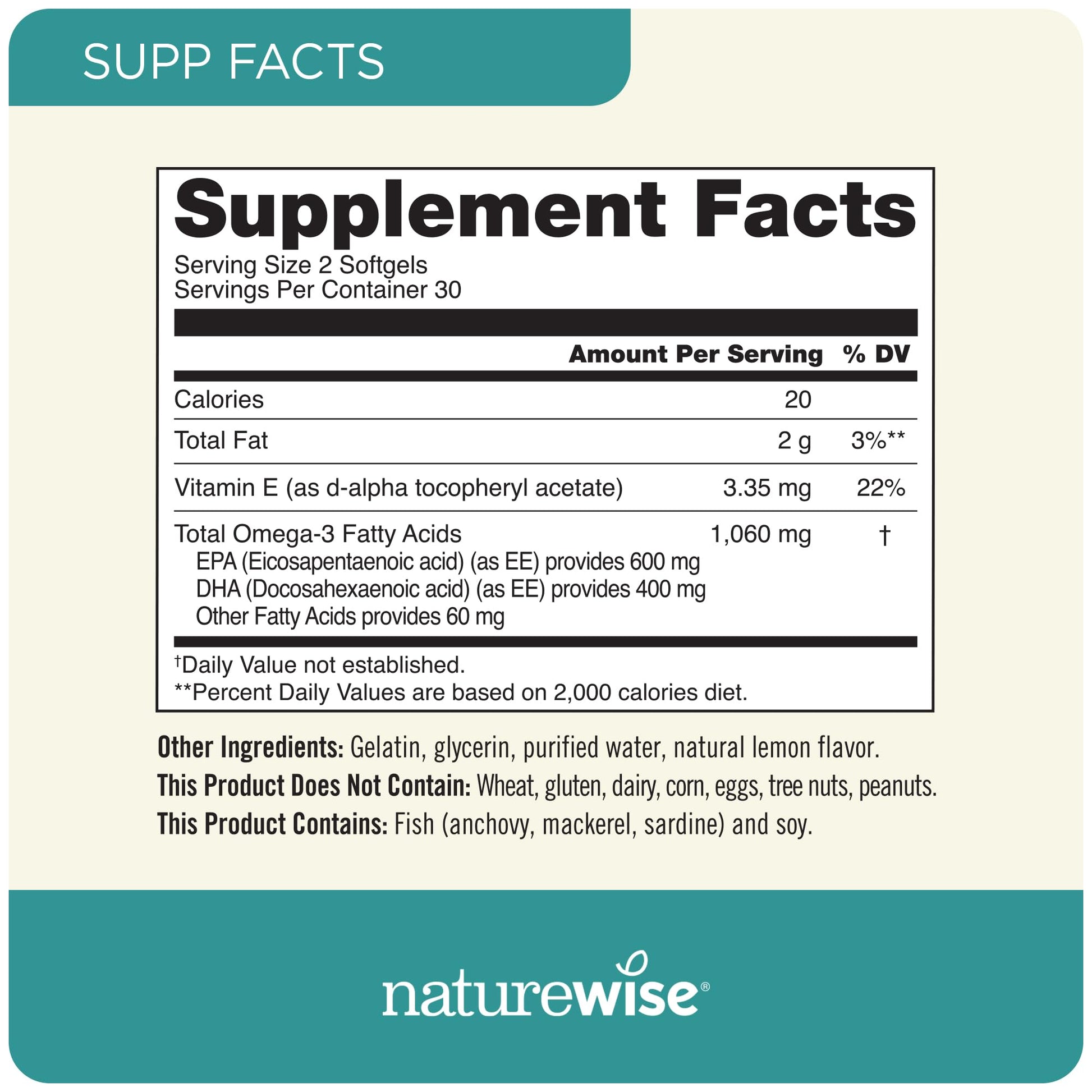 Suplemento NatureWise Omega 3 1000mg para hombres y mujeres