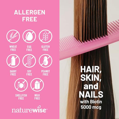 Suplemento NatureWise sin gluten vitaminas cabello y piel