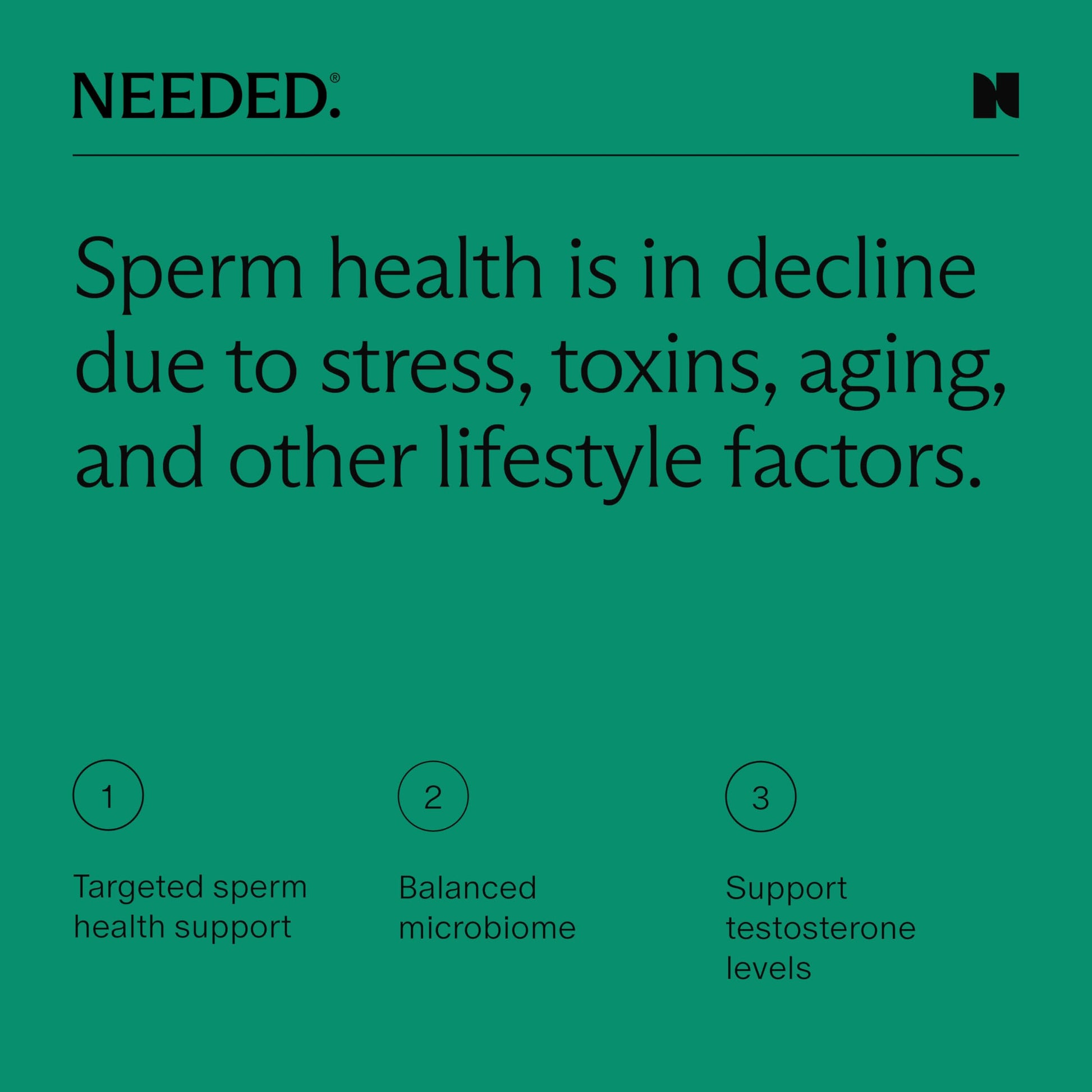 Suplemento Needed soporte esperma y fertilidad masculina