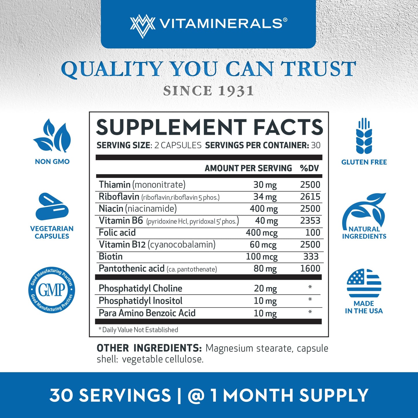Suplemento Neurotex Vitaminerals cápsulas vegetarianas y sin glúten