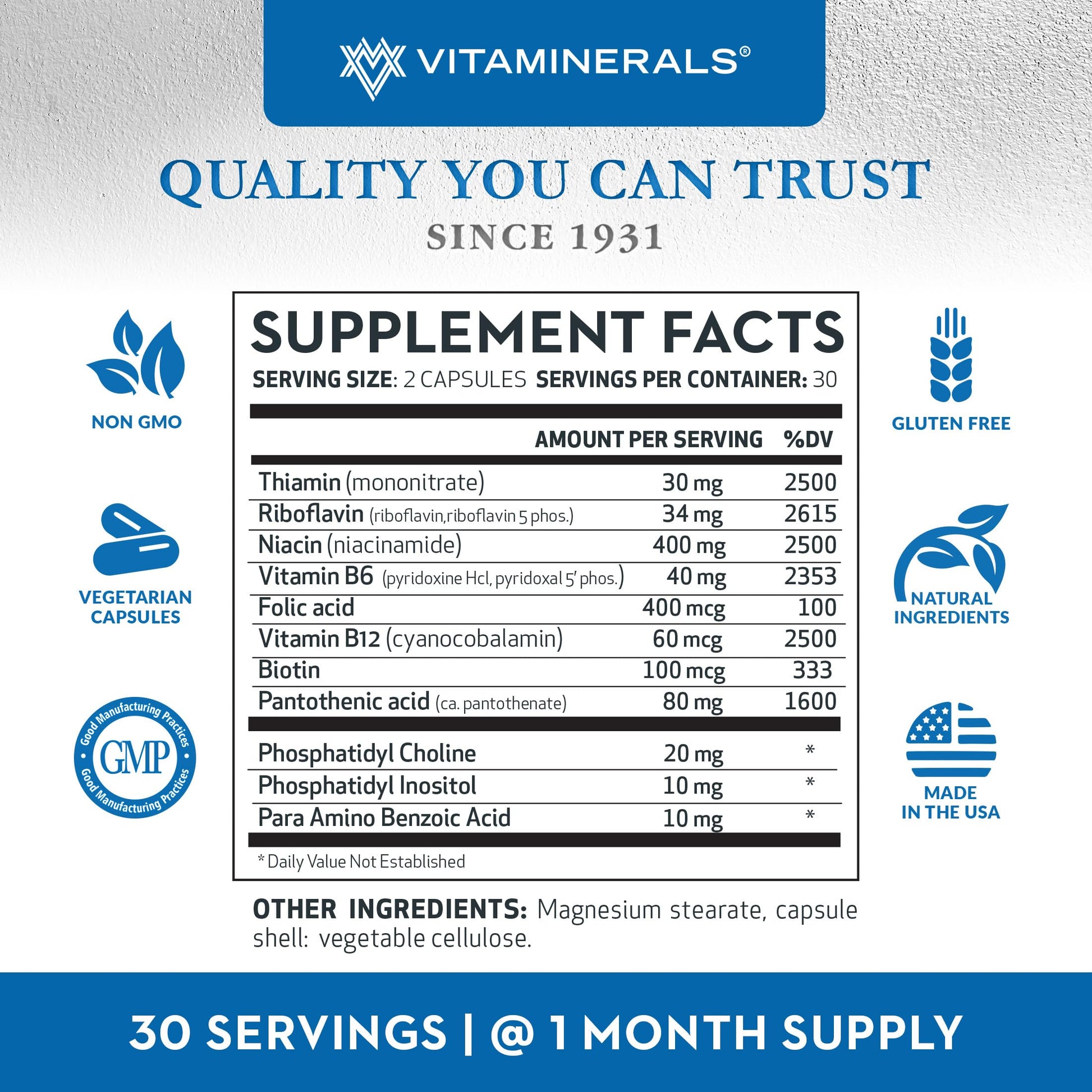 Suplemento Neurotex Vitaminerals cápsulas vegetarianas y sin glúten