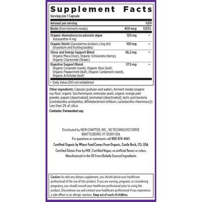 Suplemento New Chapter con biotina fermentada para belleza holística