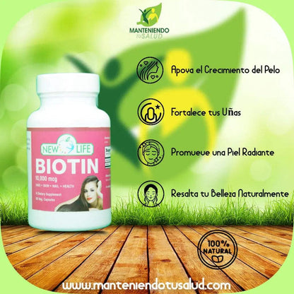 Suplemento New Life Biotina cuidado piel y cabello