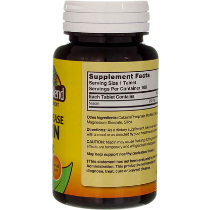 Suplemento de niacina Nature's Blend 250 mg liberación prolongada