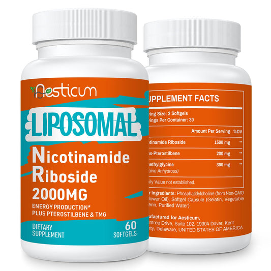 Suplemento de nicotinamida ribósido Aesticum 2000mg frasco frontal