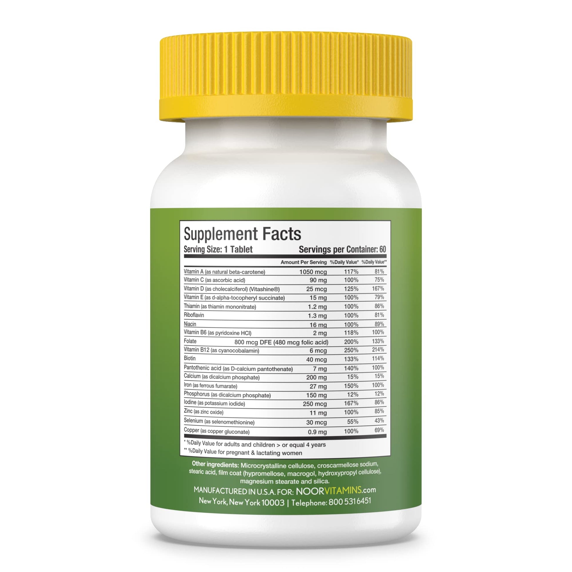 Suplemento Noor Vitamins especificaciones nutricionales