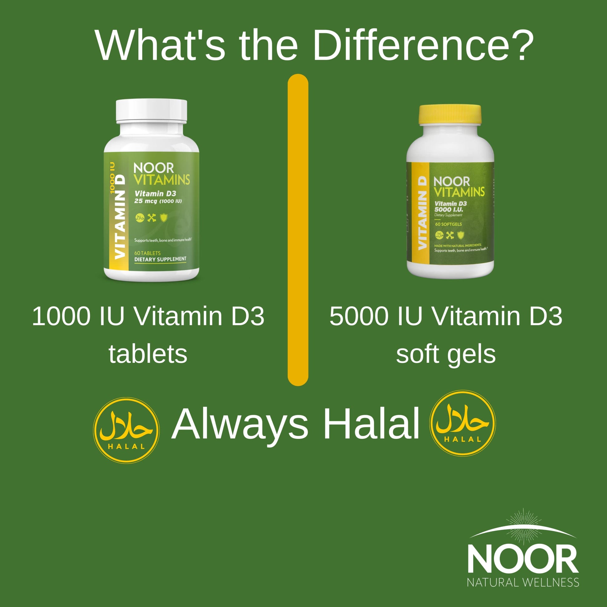 Suplemento Noor Vitamins vitamina d3 halal 60 cápsulas
