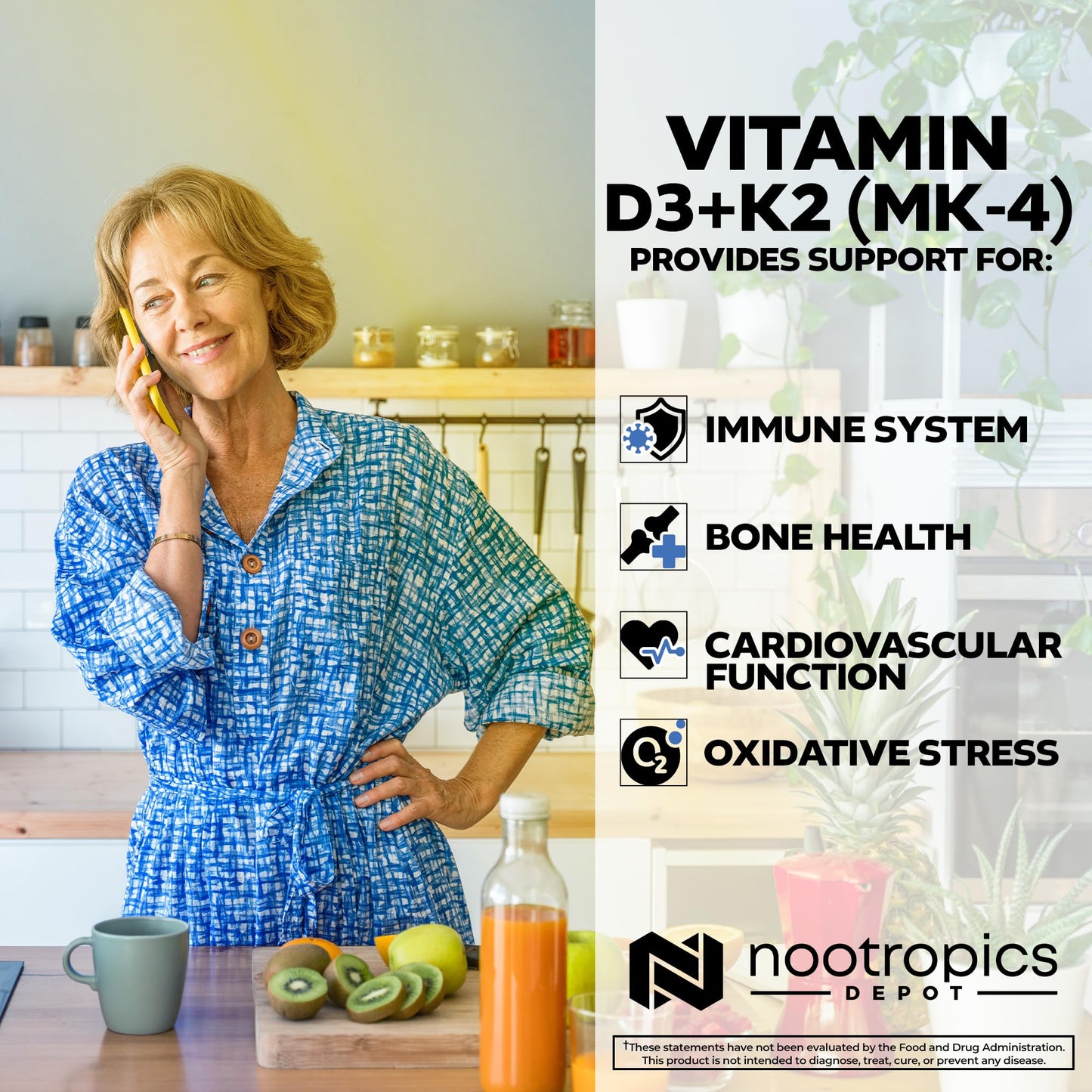 Suplemento Nootropics Depot vitaminas para huesos y ánimo