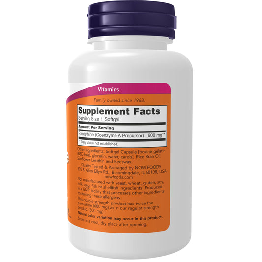 Suplemento NOW Foods Pantetina doble fuerza 60 cápsulas