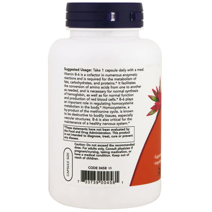 Suplemento Now Foods vitamina B-6 250 cápsulas vegetales