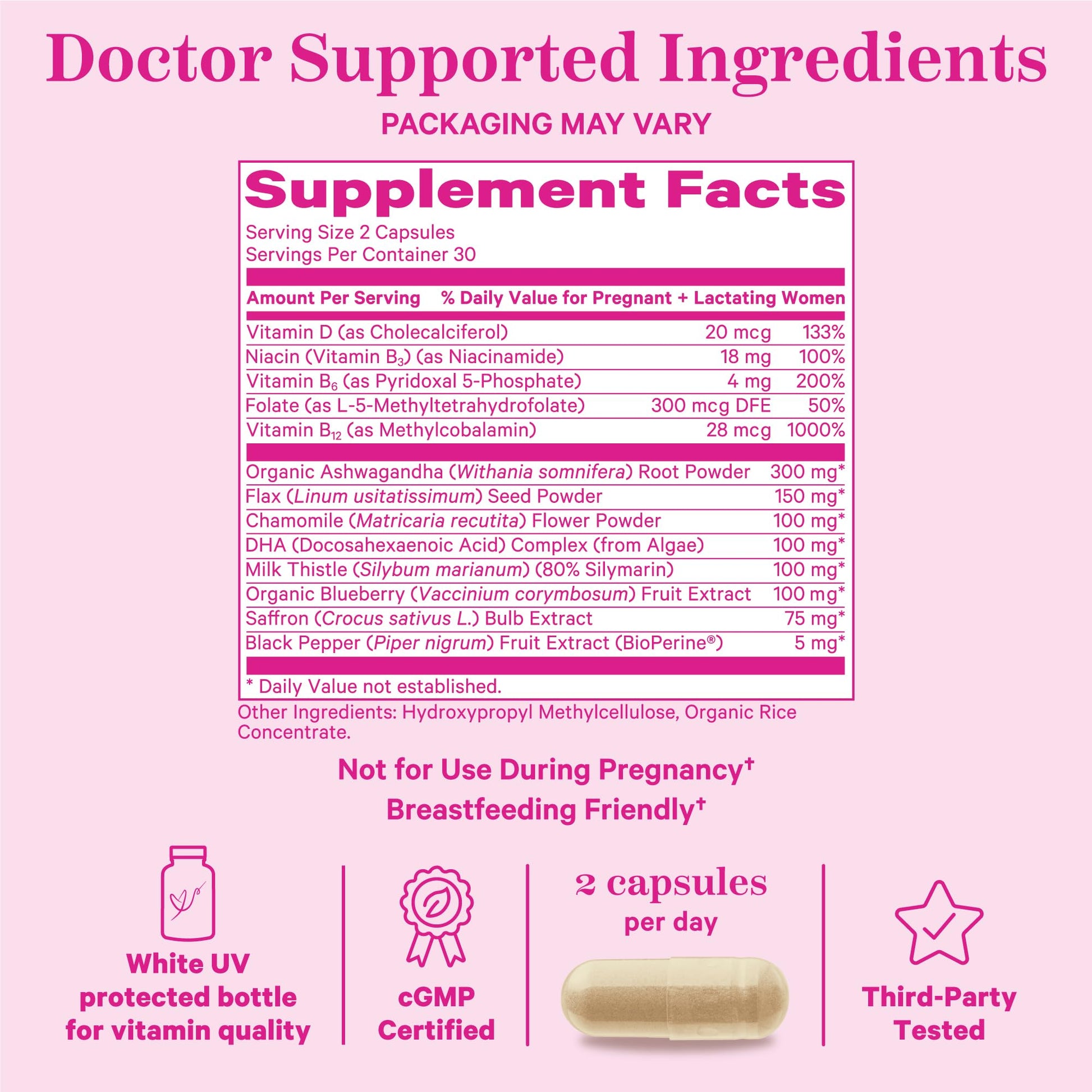 Suplemento para nuevasmamás Pink Stork con manzanilla y DHA