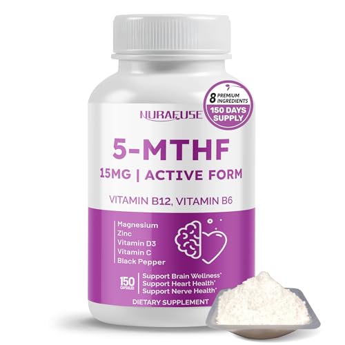 Suplemento NURAFUSE 5-MTHF vitaminas B12 B6 magnesio pimienta negra