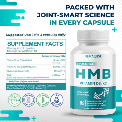 Suplemento Nurafuse HMB liposomal para masa muscular y resistencia