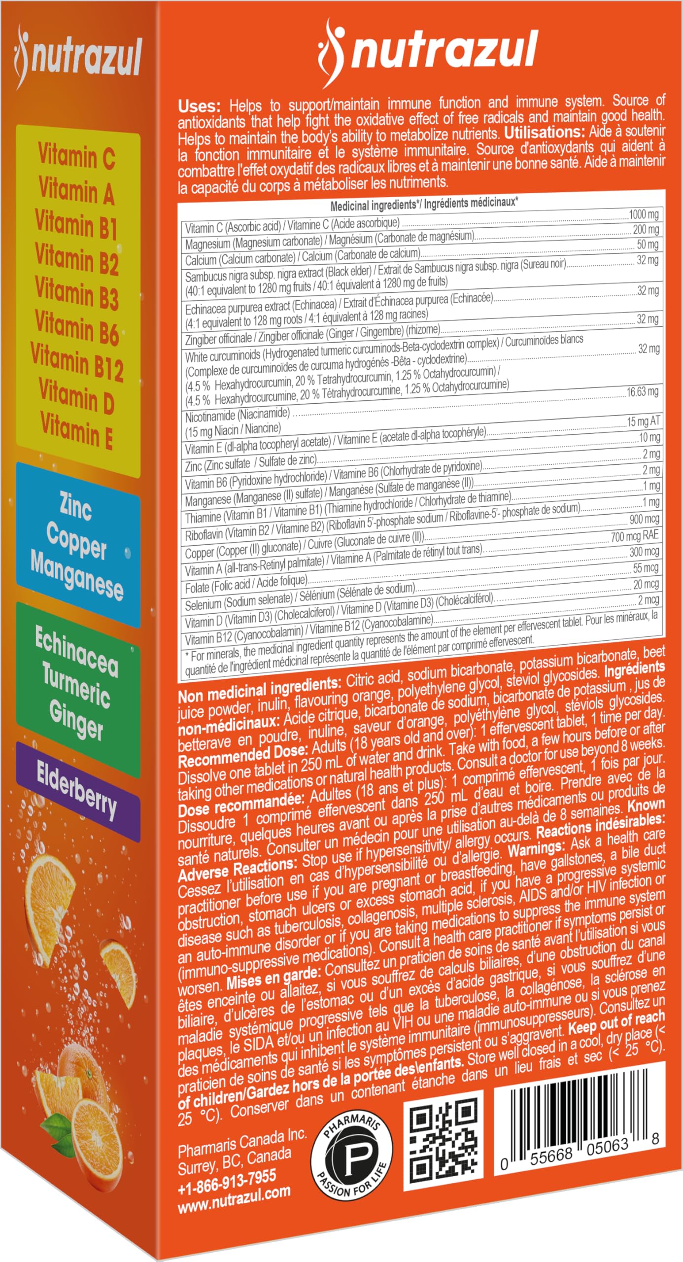 Suplemento nutrazul vitamina c botánico efervescentes aroma naranja