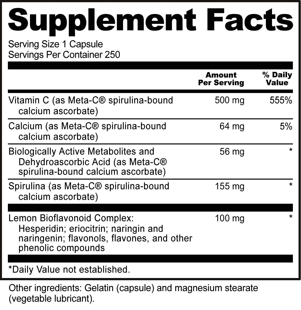Suplemento NutriBiotic Meta-C vitamina c con espirulina y limón