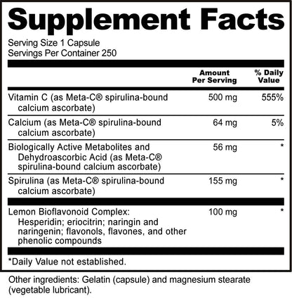 Suplemento NutriBiotic Meta-C vitamina c con espirulina y limón