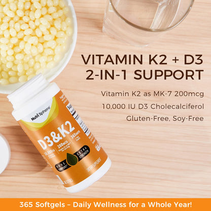 Suplemento nutricional d3 k2 absorción calcio nutrisphere