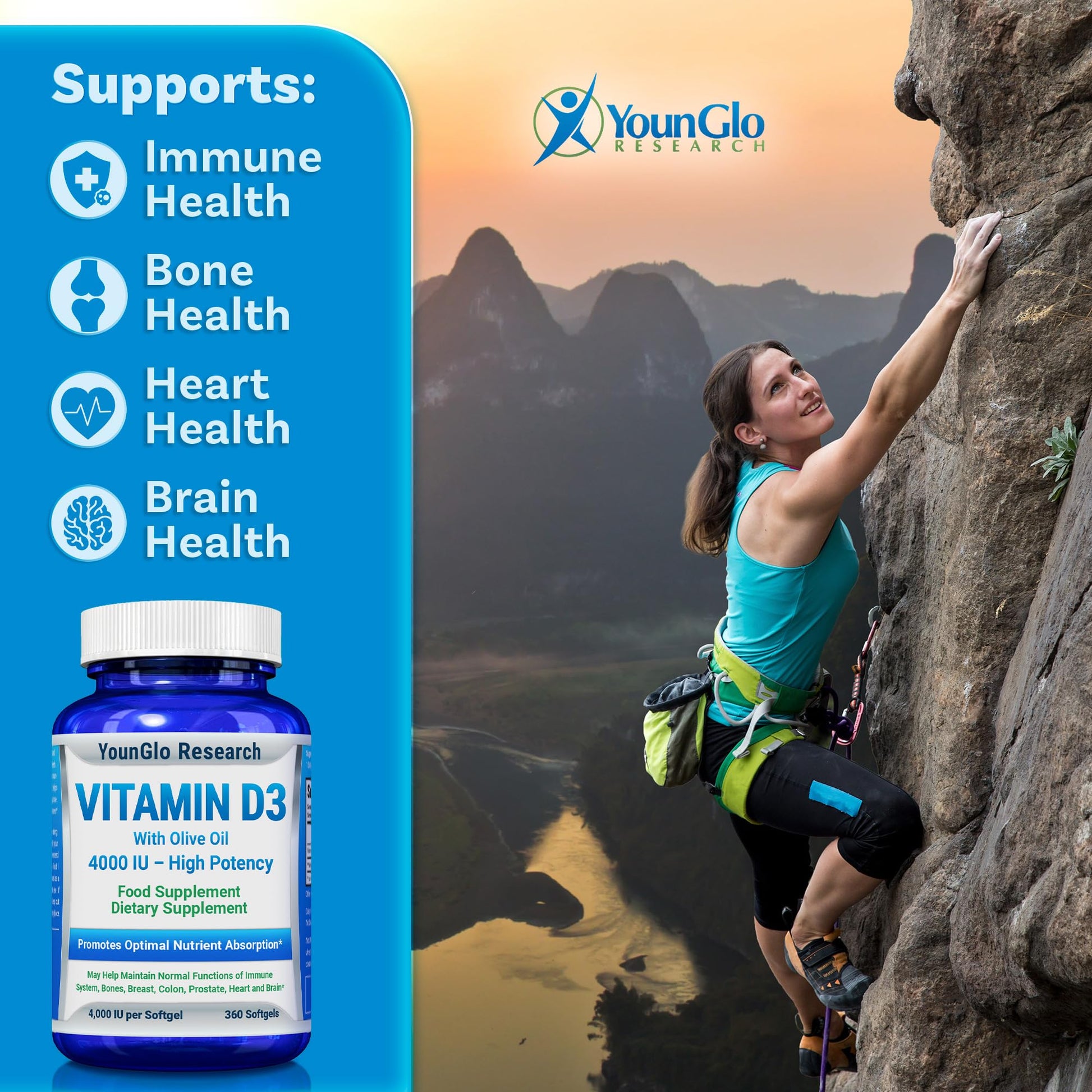 Suplemento nutricional joven younglo vitamina d3 y k2 mk7