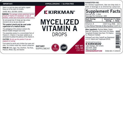 Suplemento nutricional Kirkman etiquetas