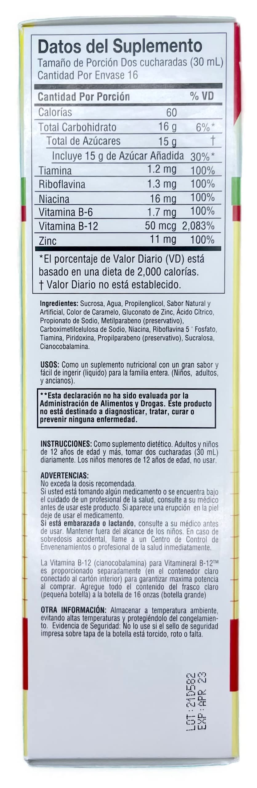 Suplemento nutricional líquido Memper Vitamineral B12 para energía