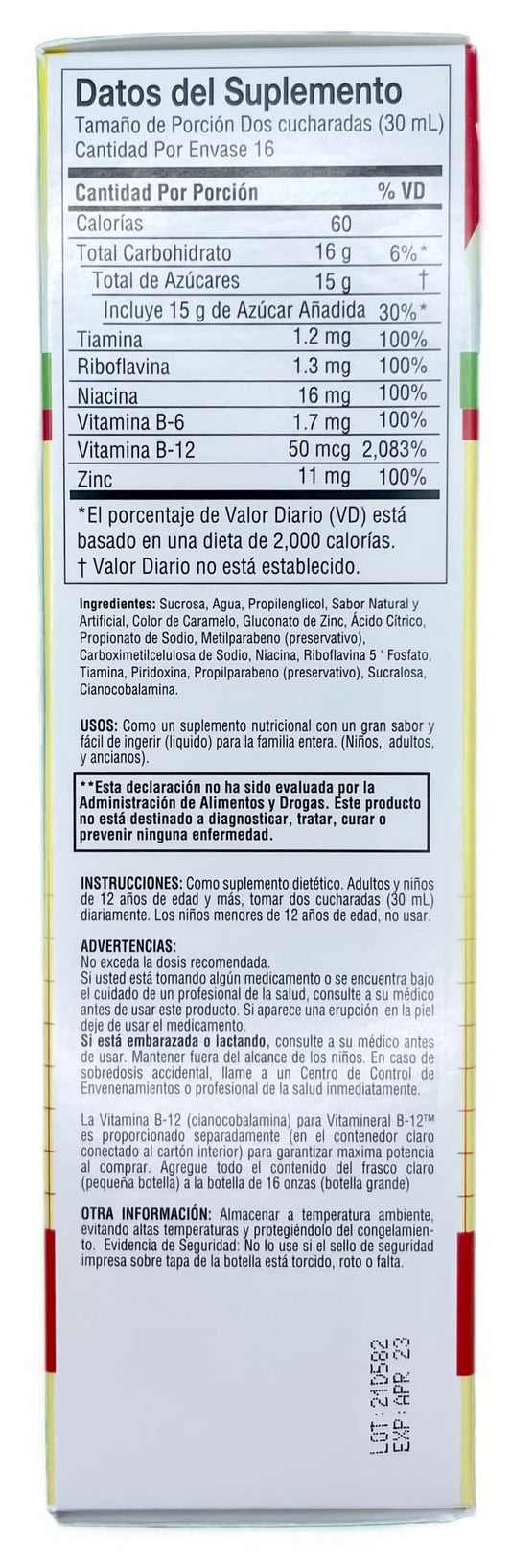 Suplemento nutricional líquido Memper Vitamineral B12 para energía