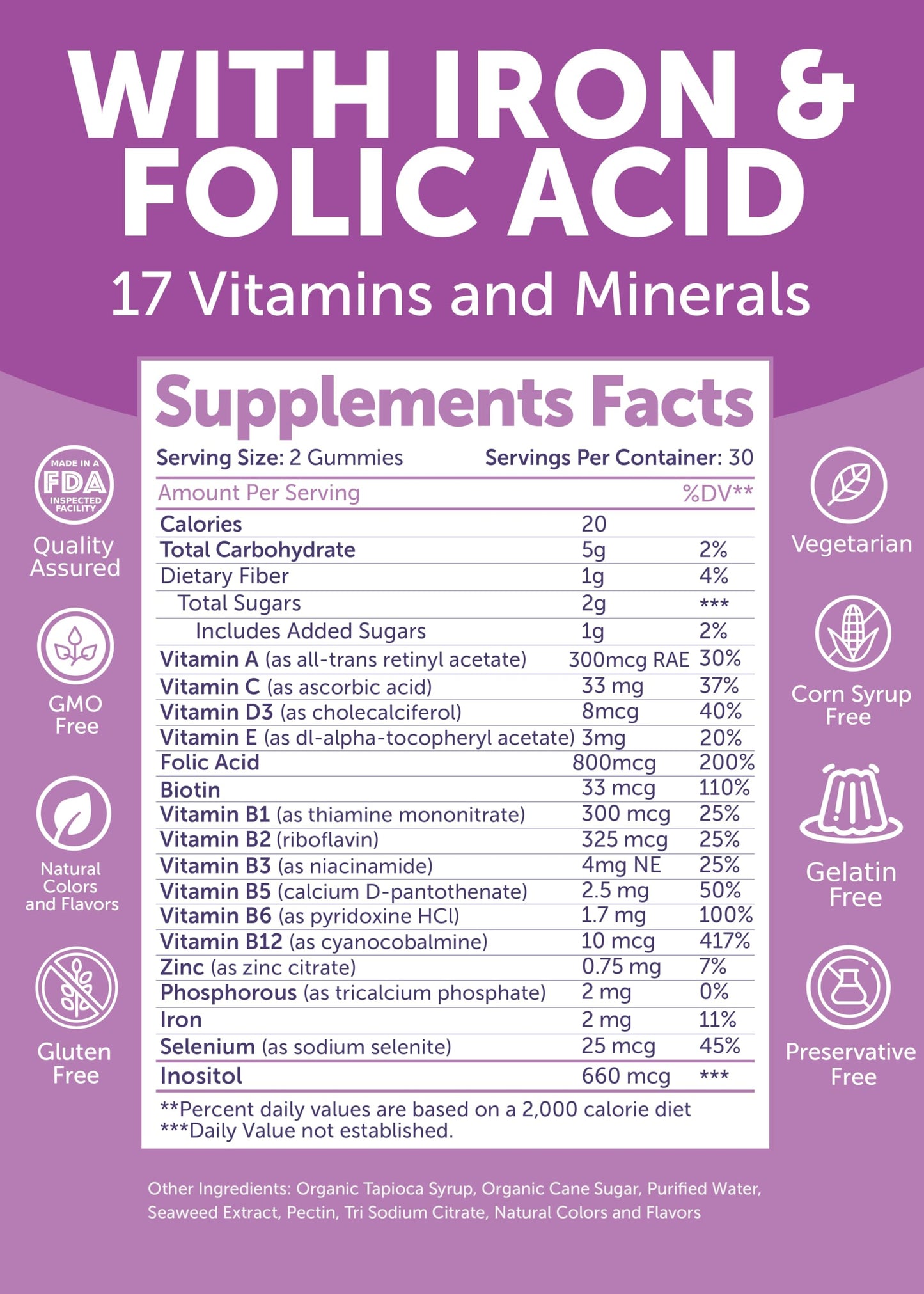 Suplemento nutricional Lunakai vitaminas prenatales gomitas