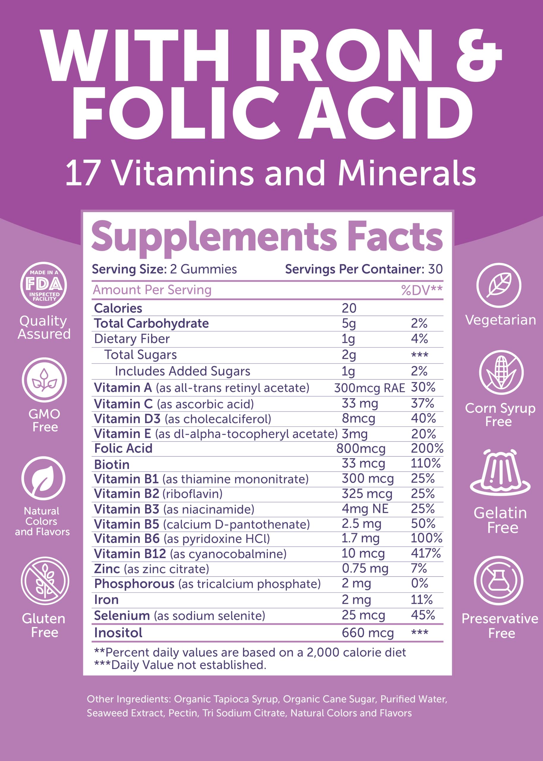 Suplemento nutricional Lunakai vitaminas prenatales gomitas