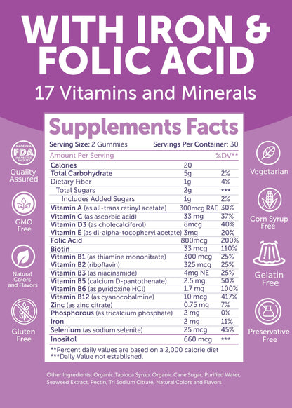 Suplemento nutricional Lunakai vitaminas prenatales gomitas