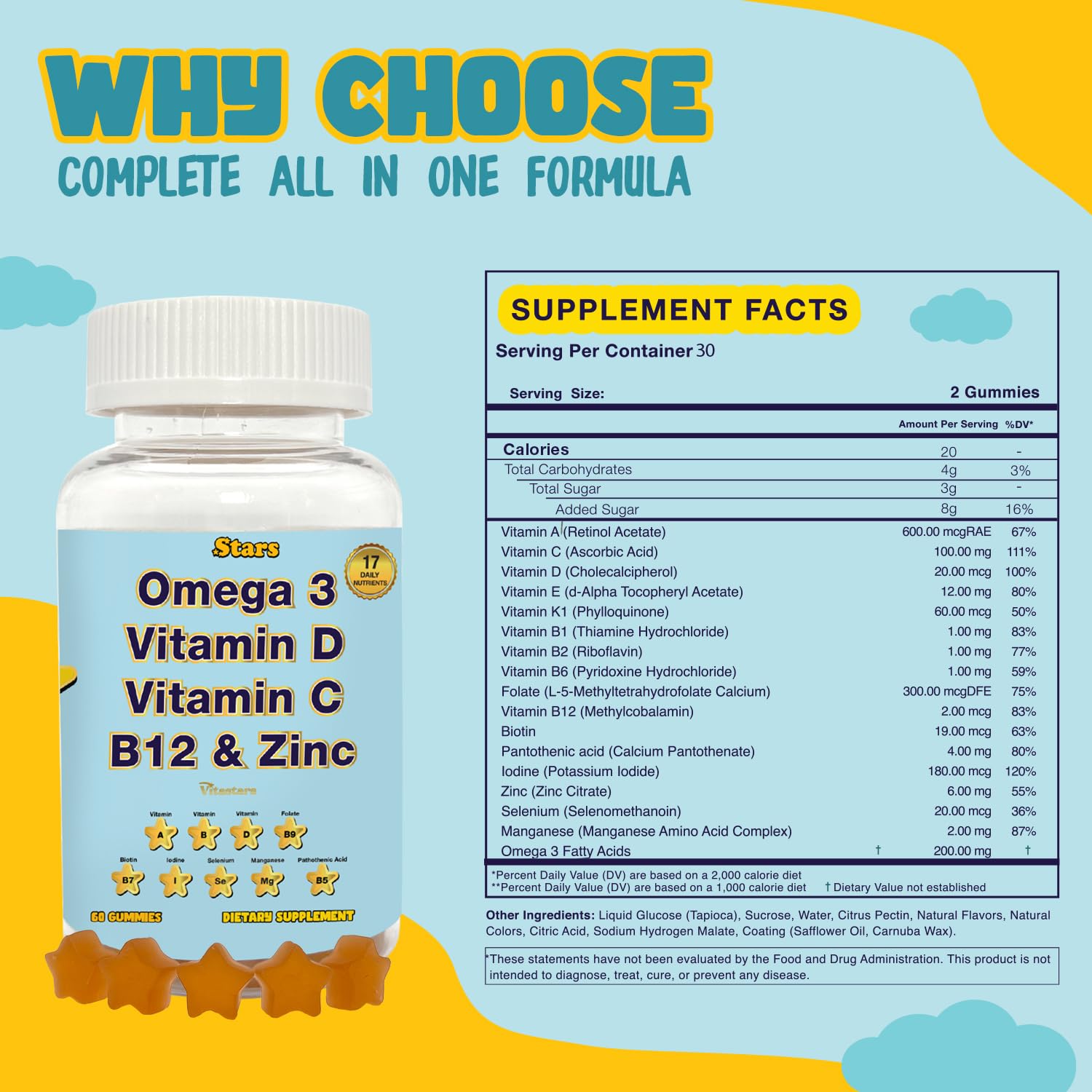 Suplemento nutricional Vitastars con vitaminas y minerales