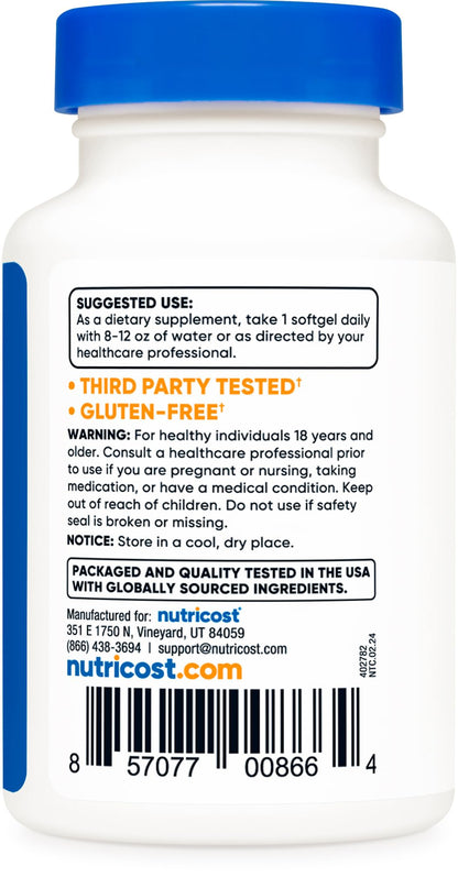 Suplemento nutricost K2 D3 botella lateral