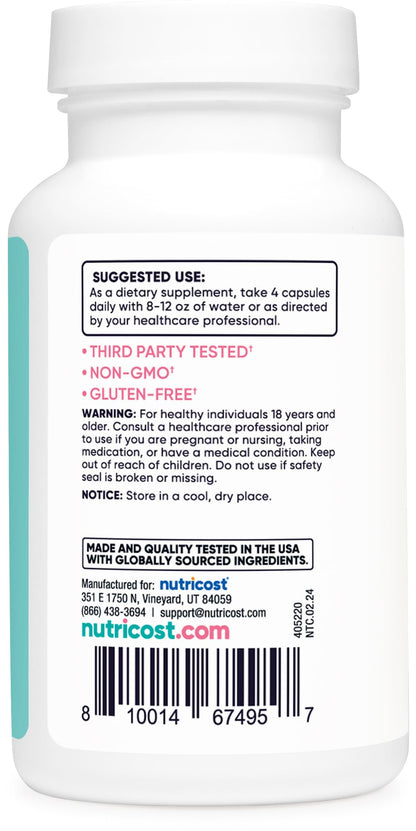 Suplemento Nutricost apto para vegetarianos y sin gluten