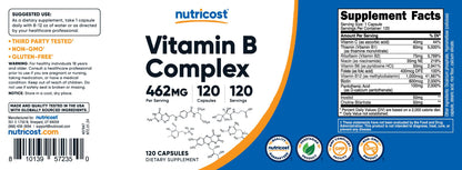 Suplemento Nutricost vitamina B complex 462mg en cápsulas vegetales