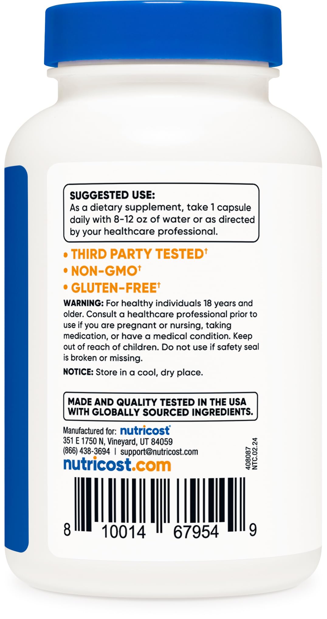 Suplemento Nutricost con vitamina B1 calidad premium