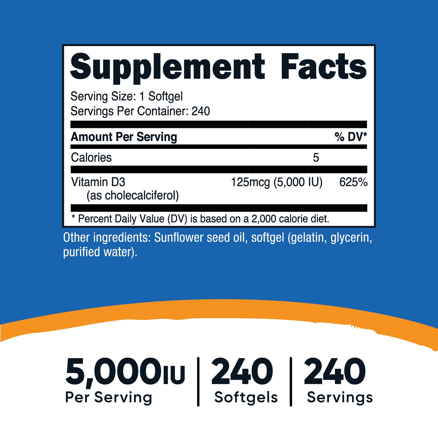 Suplemento Nutricost vitamina D3 no transgénica y sin gluten
