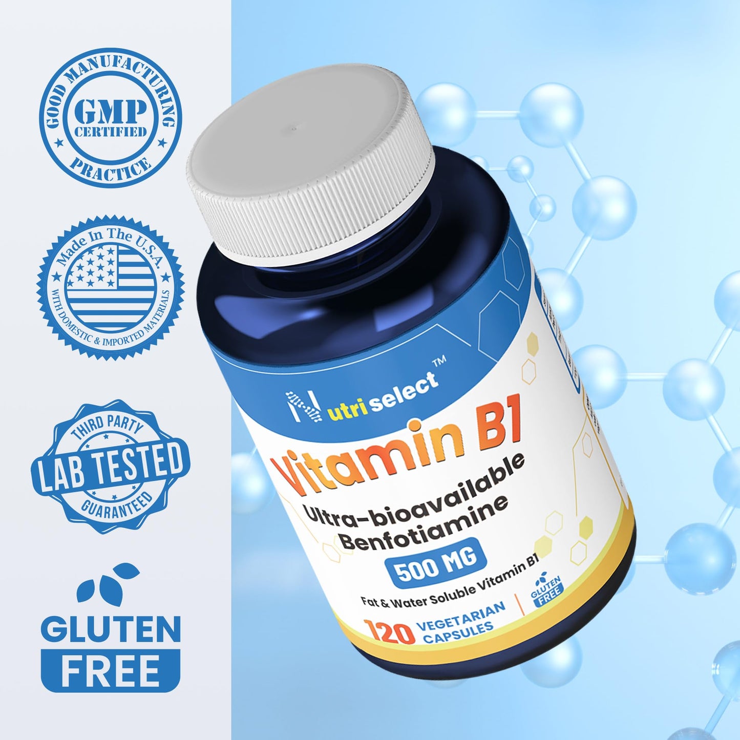 Suplemento NUTRISELECT Vitamina B1 120 cápsulas veganas