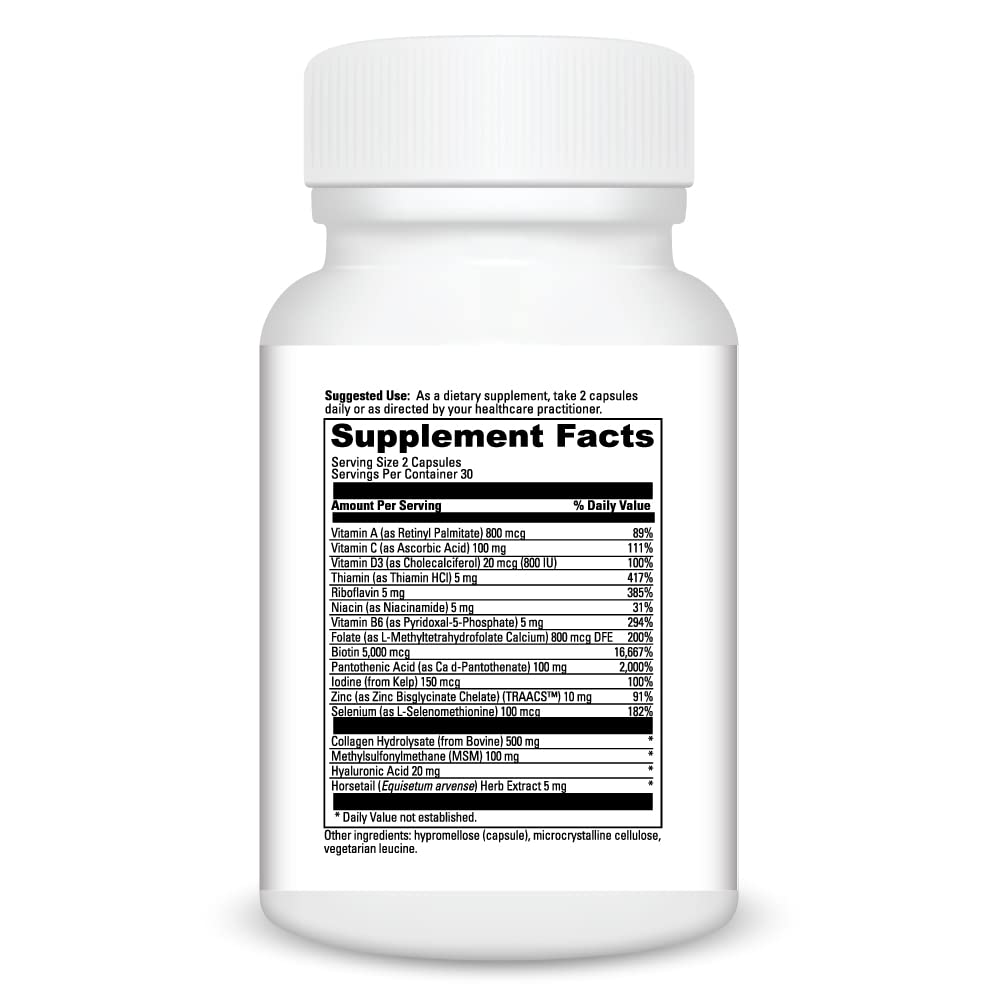 Suplemento nutritivo con biotina y colágeno para cabello y piel