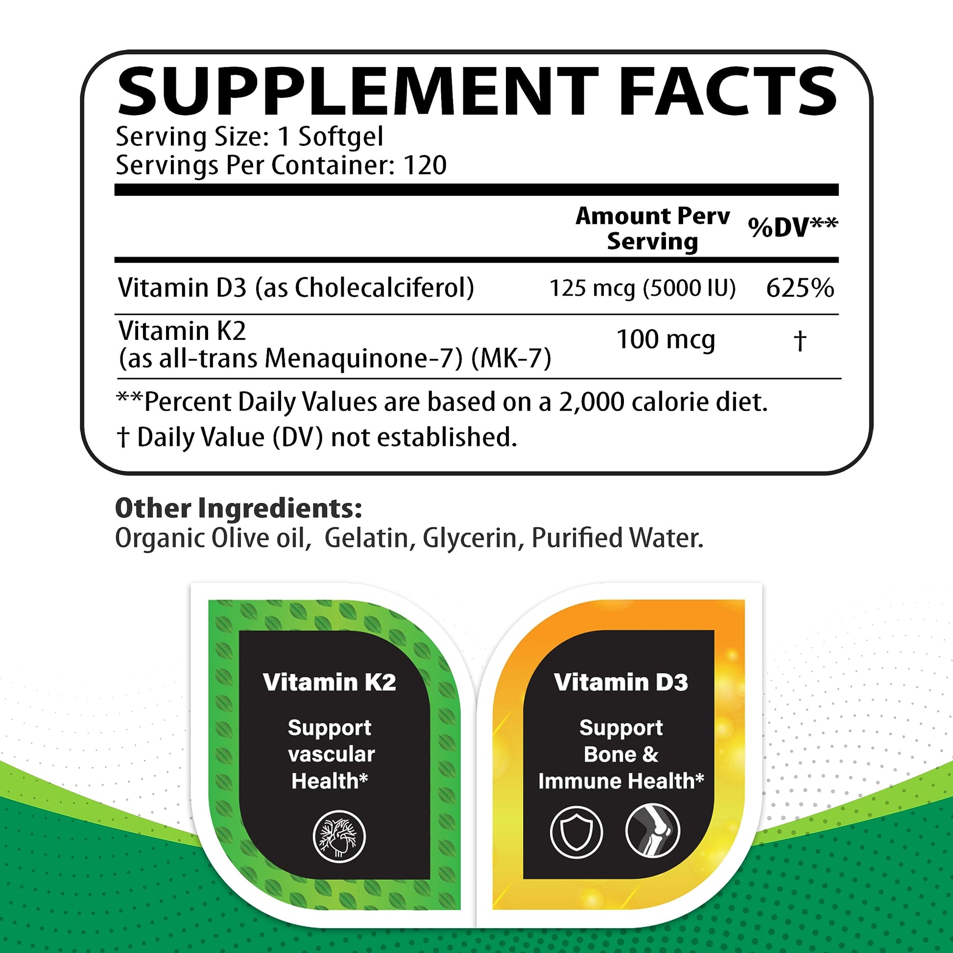 Suplemento Nutritunes vitamina K2 y D3 120 cápsulas