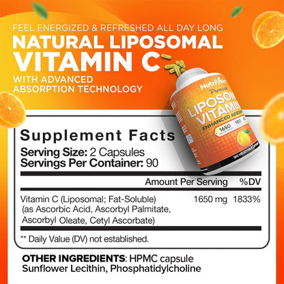 Suplemento Nutrivein vitamina C liposomal para defensas y bienestar